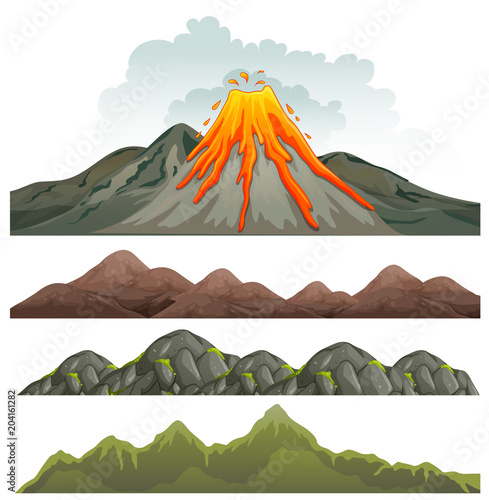 Big Volcano and Rocky Landscape