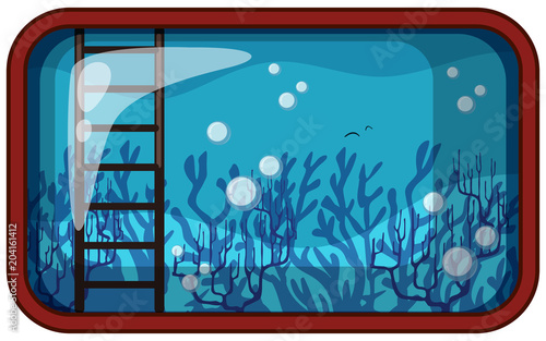 Aquarium Underwater with Coral and Ladder