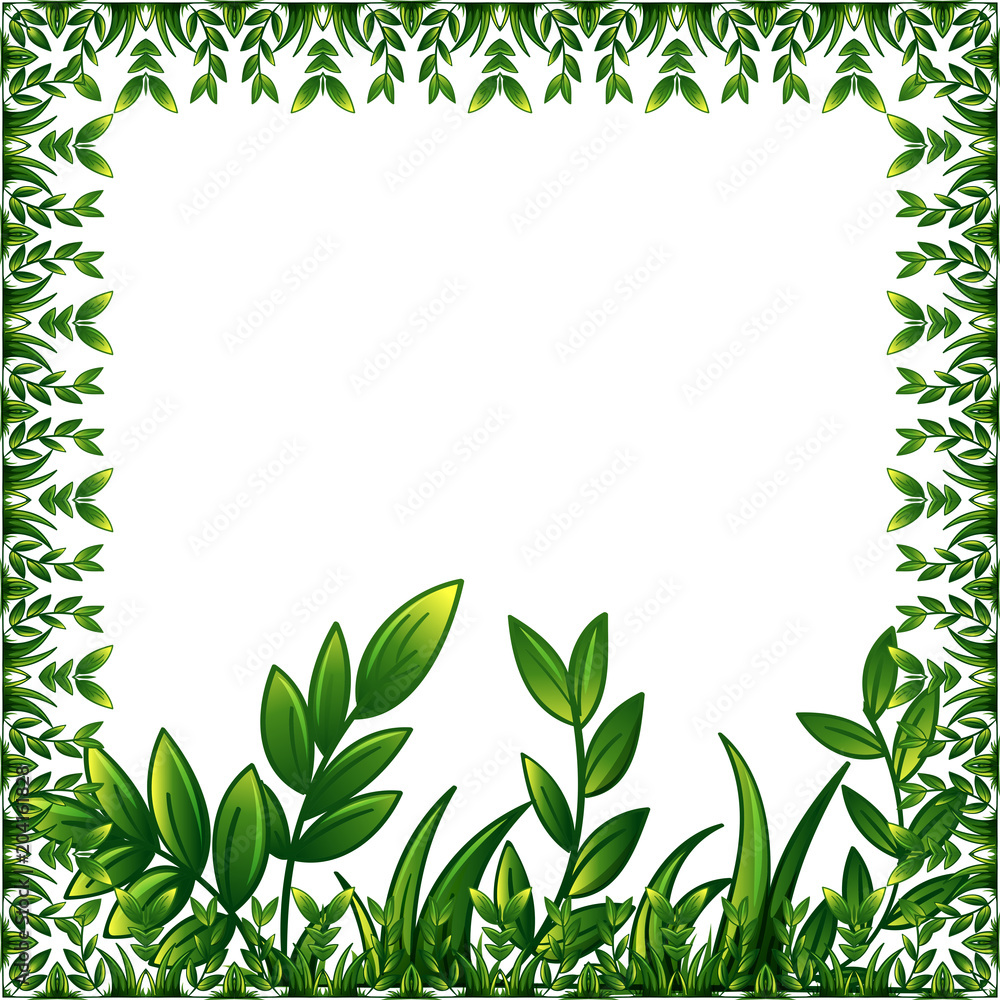 Green plants frame with decorative ornament