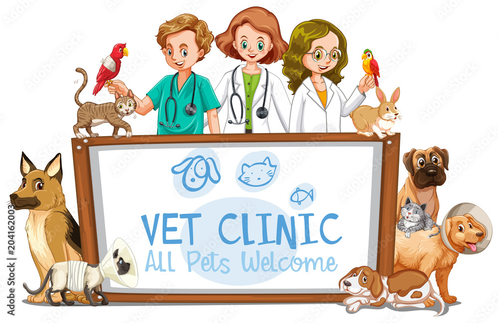 Naklejka premium Vet Clinic Banner on White Background