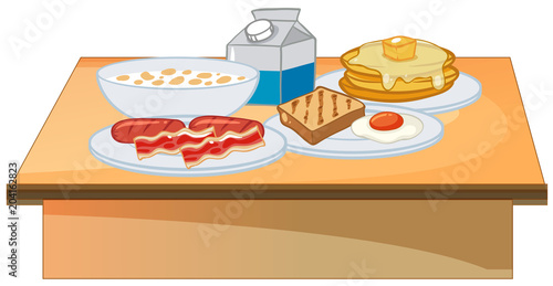 Breakfast buffet set of food