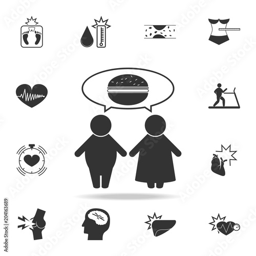 fat people think about food  icon. Detailed set of obesity icons. Premium graphic design. One of the collection icons for websites, web design, mobile app