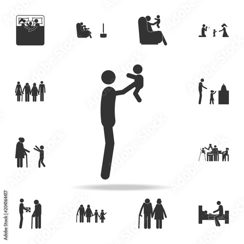 father holds the baby in his arms icon. Detailed set of family icons. Premium graphic design. One of the collection icons for websites, web design, mobile app