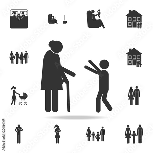 grandson hugs grandmother icon. Detailed set of family icons. Premium graphic design. One of the collection icons for websites, web design, mobile app