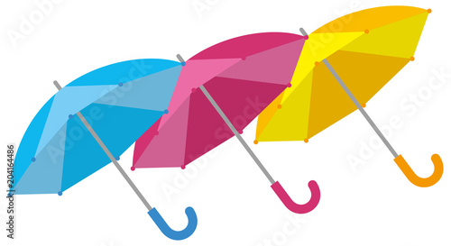 梅雨　開いている雨傘3本