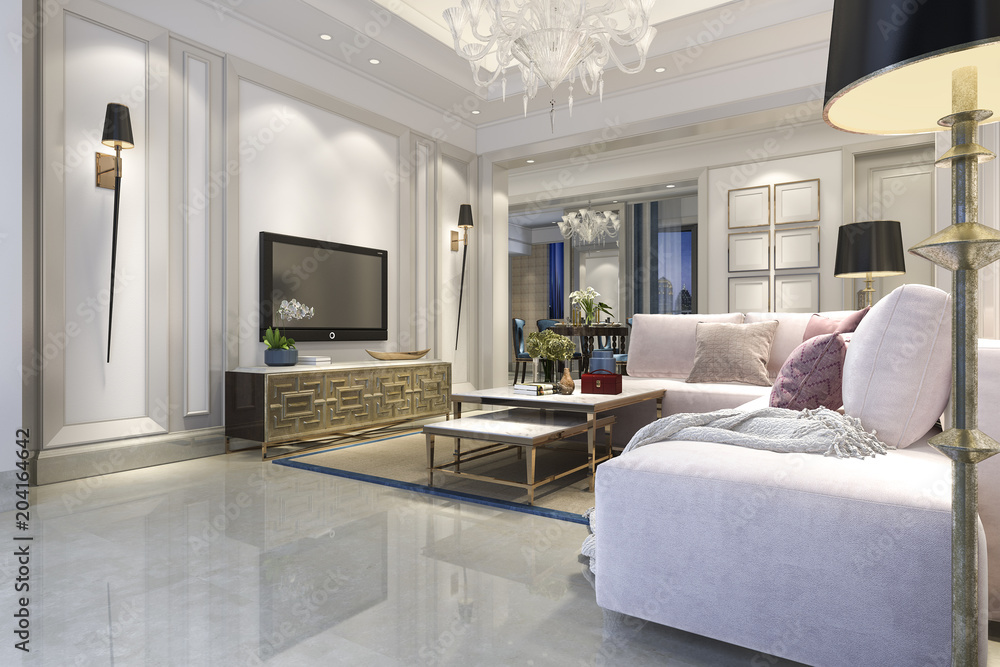 3d rendering luxury and modern living room and dining room 3d rendering luxury and modern living room and dining room