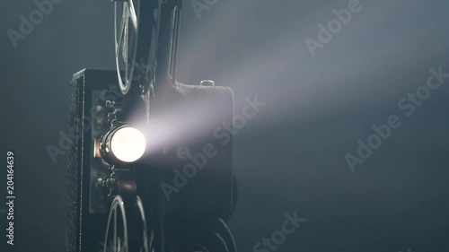 Vintage film projector, dolly shot