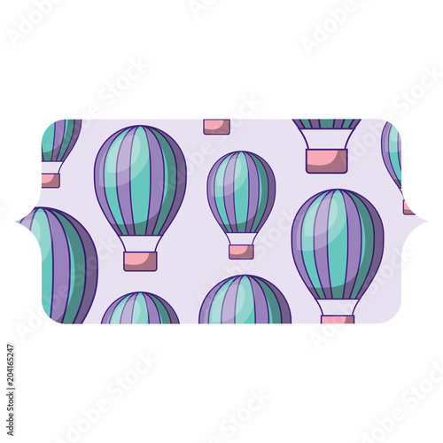 banner with hot air balloons pattern over white background, colorful design. vector illustration