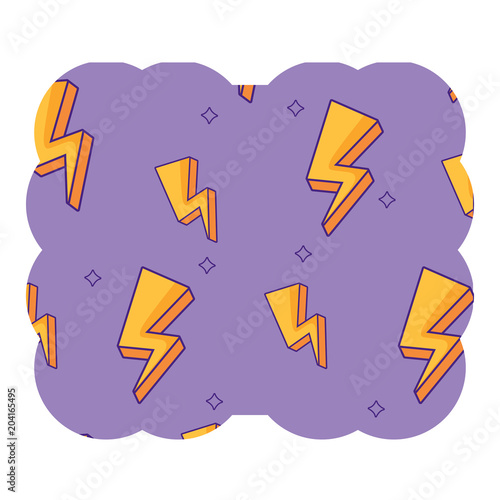 decorative frame with lightning pattern over white background, colorful design. vector illustration