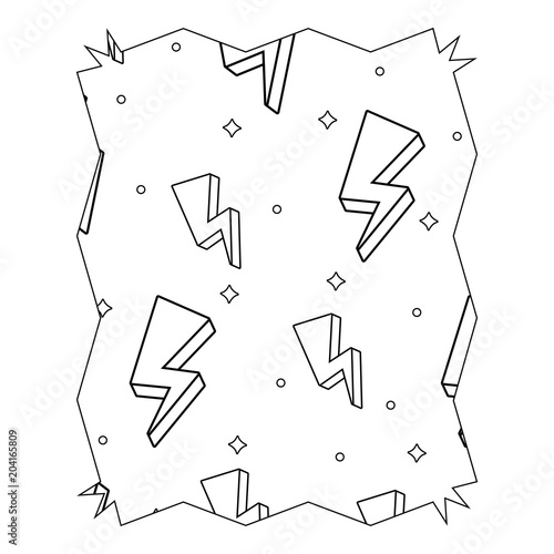 abstract frame with lightning pattern over white background, vector illustration