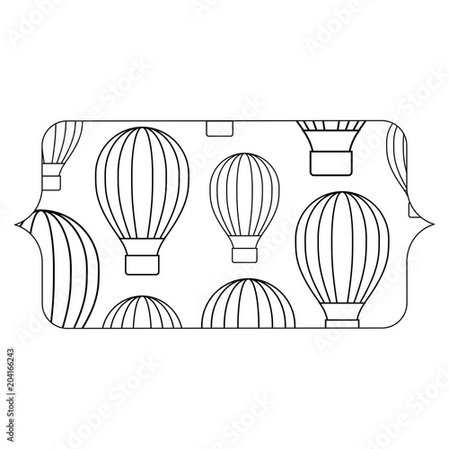 banner with hot air balloons pattern over white background, vector illustration