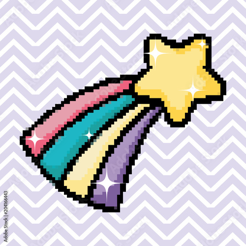 Pixel art star with rainbow