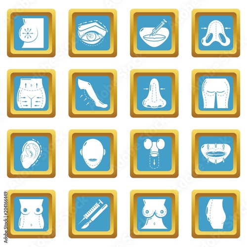 Body parts icons set sapphirine square vector