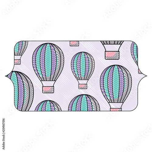 banner with hot air balloons pattern over white background, colorful design. vector illustration