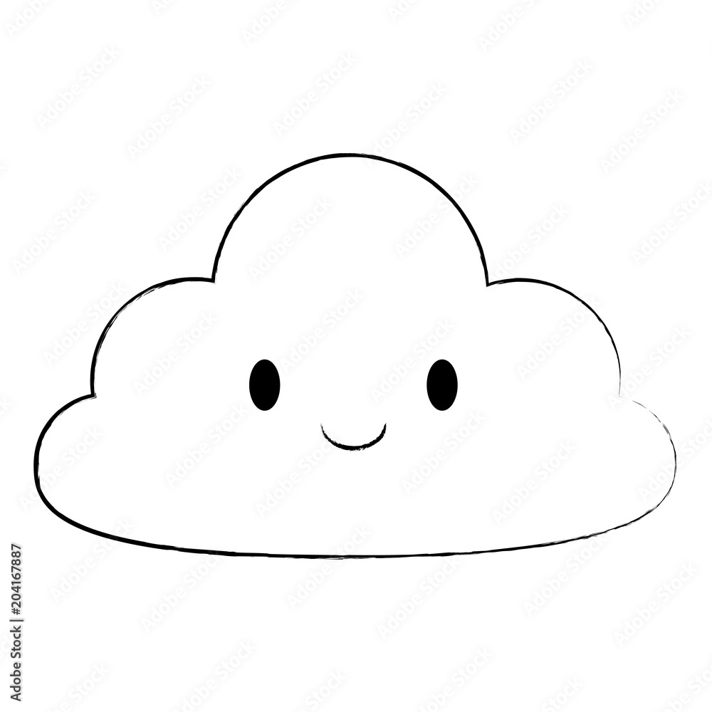 kawaii cloud icon over white background, vector illustration kawaii cloud icon over white background, vector illustration