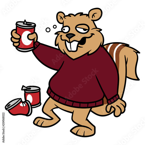 Cartoon Drunk Squirrel Character