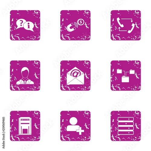Mail reply icons set, grunge style