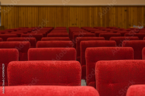 Seats in the cinema. Lots of seats in the hall.