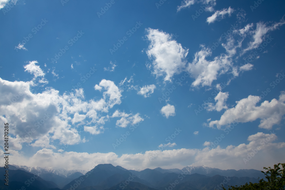 晴天と雲と山脈と