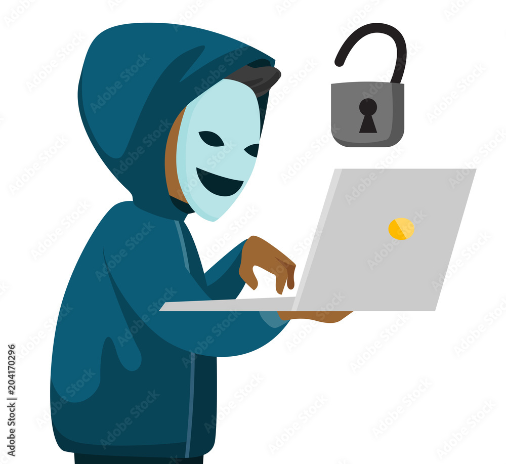 White Mask Of A Computer Hacker Isolated On White Stock Photo