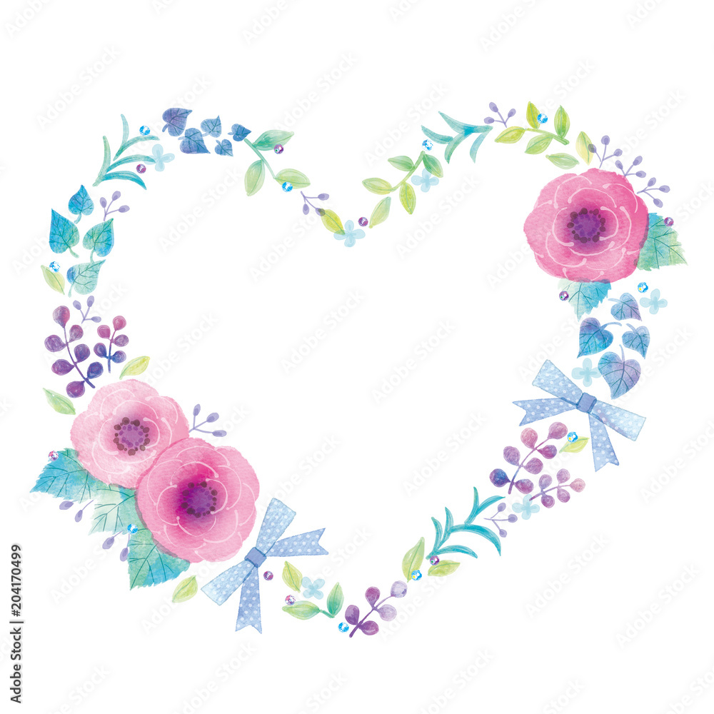 花のハートフレームのイラスト Stock Illustration Adobe Stock