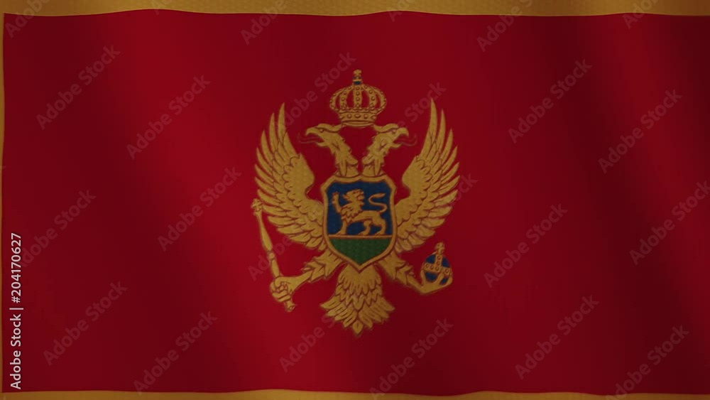 Montenegro flag waving animation. Full Screen. Symbol of the country. Montenegro flag waving animation. Full Screen. Symbol of the country.