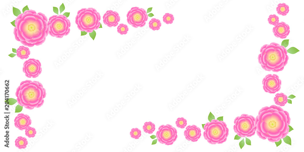 Pink cute rose flower frame