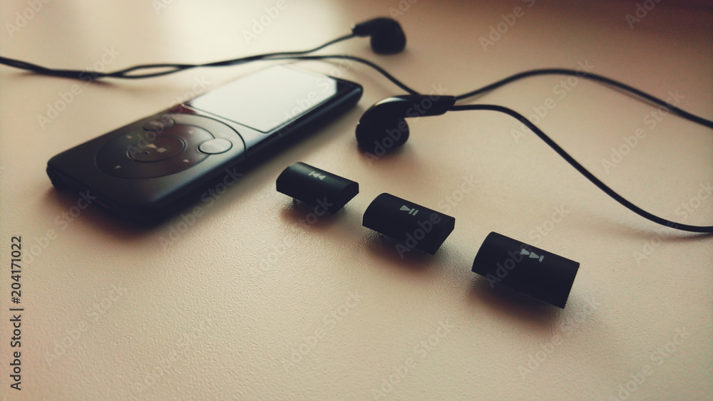 music player and headphones music player and headphones
