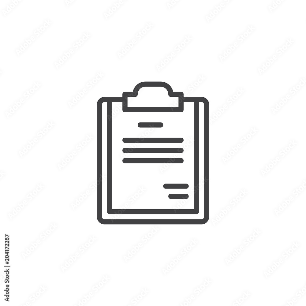 Clipboard paper outline icon. linear style sign for mobile concept and web design. Report document business simple line vector icon. Symbol, logo illustration. Pixel perfect vector graphics Clipboard paper outline icon. linear style sign for mobile concept and web design. Report document business simple line vector icon. Symbol, logo illustration. Pixel perfect vector graphics