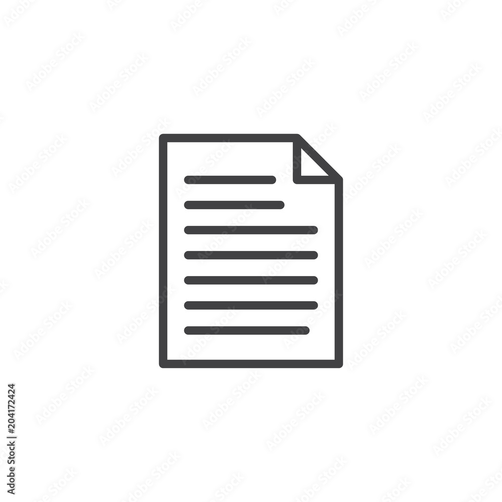 Document file outline icon. linear style sign for mobile concept and web design. Paper doc simple line vector icon. Symbol, logo illustration. Pixel perfect vector graphics Document file outline icon. linear style sign for mobile concept and web design. Paper doc simple line vector icon. Symbol, logo illustration. Pixel perfect vector graphics