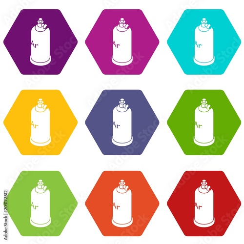 Welding cylinder icons set 9 vector