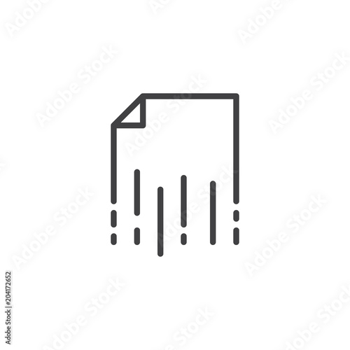 Shredding papers outline icon. linear style sign for mobile concept and web design. Destroyed document simple line vector icon. Symbol, logo illustration. Pixel perfect vector graphics