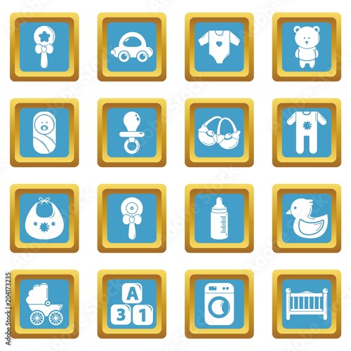 Baby born icons set sapphirine square vector