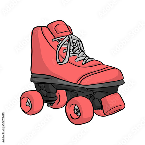 pink roller skate vector illustration sketch doodle hand drawn with black lines isolated on white background