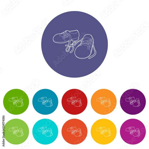 Tied shoes joke icon, outline style