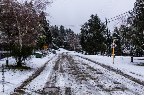 Farm - Country views in Coyaique in Aysén Región with snow - Carretera Austral - Chile