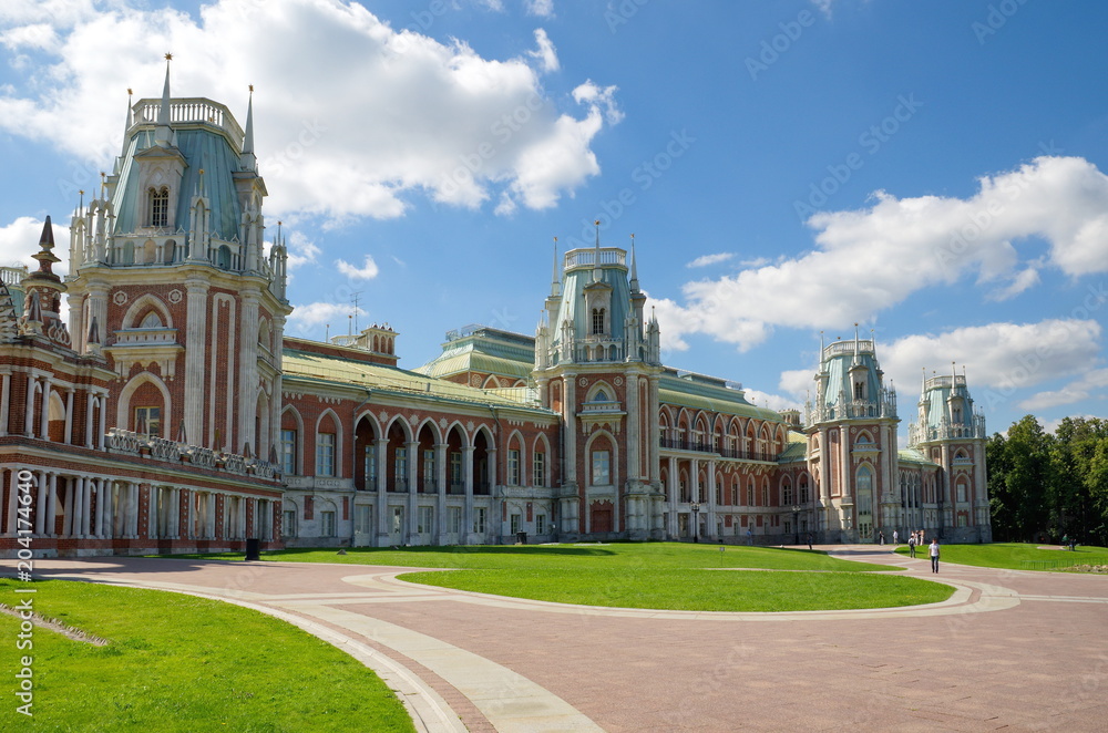Moscow, Russia - August 9, 2017: State historical and architectural Museum-reserve Tsaritsyno. Grand palace