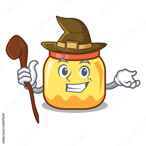 Witch cream jar mascot cartoon