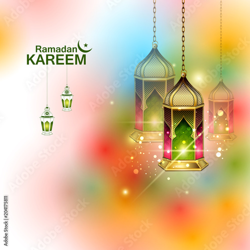 Islamic celebration background with text Ramadan Kareem
