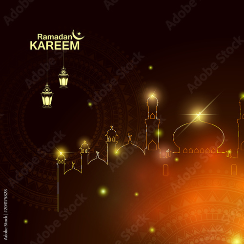 Islamic celebration background with text Ramadan Kareem