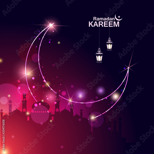 Islamic celebration background with text Ramadan Kareem