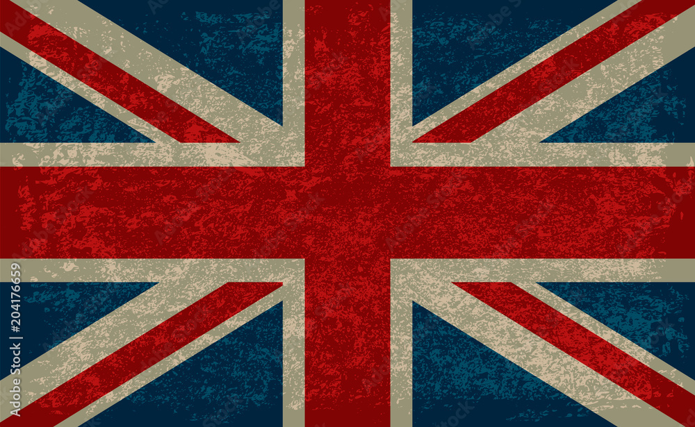 Fototapeta premium Grunge Flag of Great Britain, United Kingdom flag. with grunge texture.Vector.