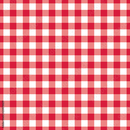 Texture Gingham seamless pattern. Red Checkered Textile products. Vector illustration squares or rhombus for fabric napkin plaid