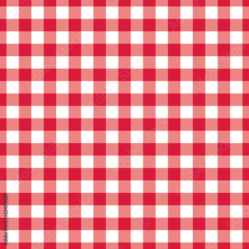 Texture Gingham seamless pattern. Red Checkered Textile products. Vector illustration squares or rhombus for fabric napkin plaid