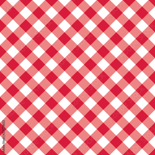 Texture Gingham seamless pattern. Red Checkered Textile products. Vector illustration squares or rhombus for fabric napkin plaid