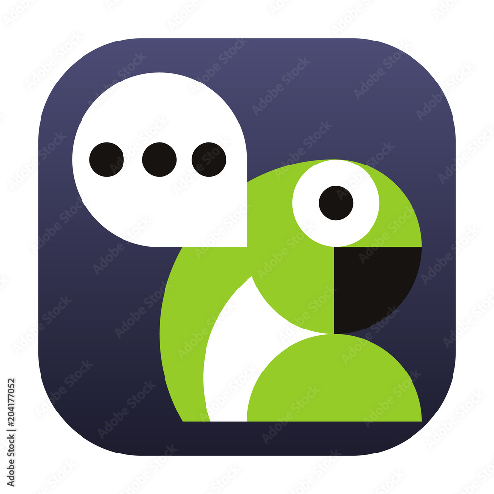 Obraz premium Icon smartphone communication application chat messenger parrot