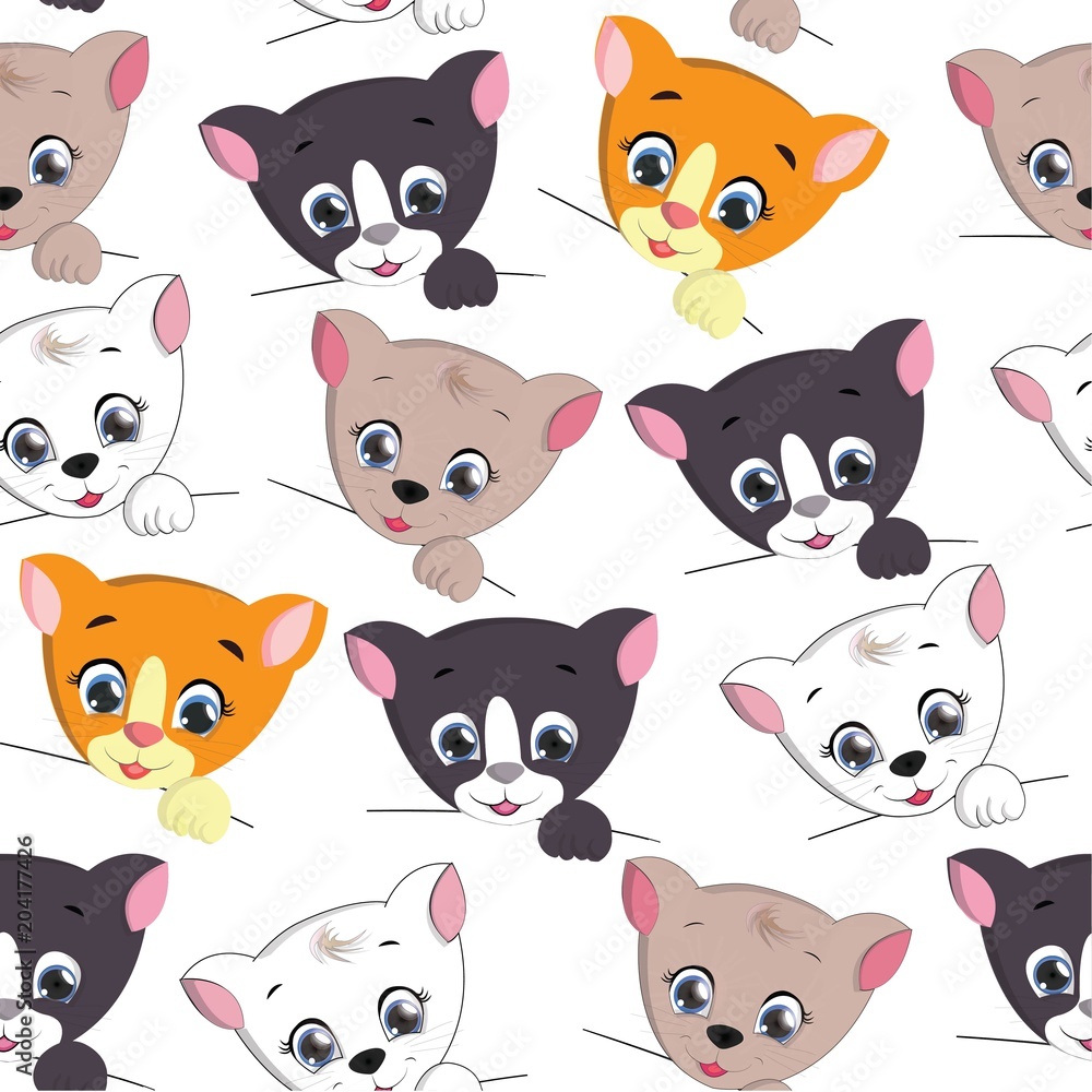 cute cat seamless pattern . vector illustration cute cat seamless pattern . vector illustration