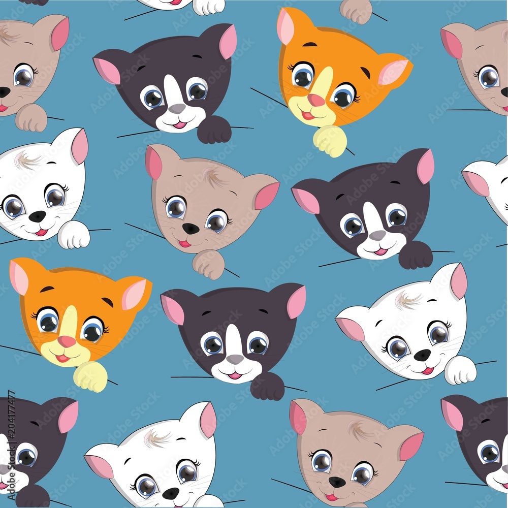 cute cat seamless pattern . vector illustration cute cat seamless pattern . vector illustration
