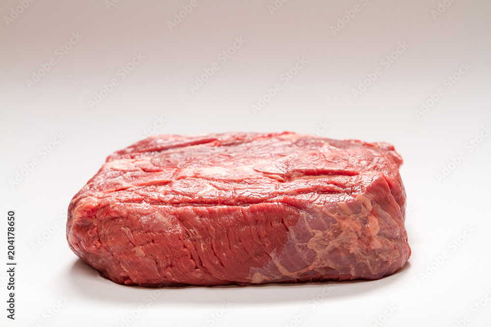 Raw Beef Roast On White Background Medium Wide Shot Raw Beef Roast On White Background Medium Wide Shot