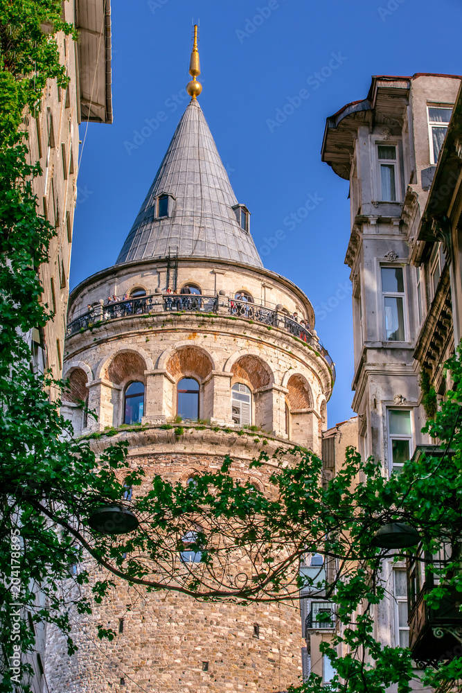 View of Galata Tower, a medieval famous landmark